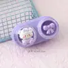 Caja Linda para Lentes de Contacto Caja de Lentes de Contacto de Gatito de Dibujos Animados con Lazo Caja Doble Portátil Deslizante Caja de Almacenamiento