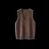 Chaleco de Punto Cepillado de Lana Cachemir para Mujer, Jersey, Color Sólido, Corte Holgado, Adelgazante, Ropa de Abrigo