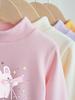 Suéter Infantil com Forro de Lã Espessado Roupas de Outono e Inverno para Bebê Menina Gola Meia Alta Camada Base Interna Meninos Quente Bordado Cor Sólida