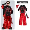 Ropa de Hip-Hop para Niños Ropa de Hip-Hop para Niños Rojo Brillante Cuero Ropa de Presentación para Niños Traje Gatos para Niñas Ropa de Presentación para el Día de Año Nuevo