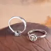 Joia Fina de Prata Tailandesa Prata 925 Anel Unisex Vajra Mantra Sânscrito Anel Estilo Vintage