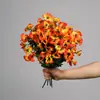 Flores artificiales de tallo único, ramos de flores artificiales, pensamientos tricolores, flores de campanilla, arreglos florales para paisajes exteriores, arreglos decorativos, venta al por mayor de fabricante