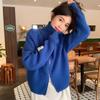 Suéter Azul Klein Prendas de Abrigo Otoño e Invierno 2025 Nuevo Estilo Dulce Diseño de Doble Cremallera Cárdigan de Punto de Manga Larga para Mujer