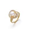 Anillo para Mujer Perla de Agua Dulce Circonita Anillo Abierto Dulce Diseño de Nicho Sentido Avanzado Anillo para Dedo Celebridad de Internet Ajustable