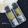 Joias para Nail Art de Novos Produtos Transfronteiriços Ouro e Prata Punk Retrô Fundo Plano Rebites de Cone de Cobre Joias para Nail Art Diamante para Nail Art Atacado