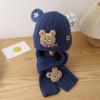 Conjunto de dos piezas de gorro y bufanda de invierno para niños Gorro de lana de oso Cálido gorro y bufanda de punto Conjunto de dos piezas Protección para los oídos