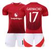 2425 Uniforme de futebol infantil da casa Red Devils 10 Rashford 17 Garnacho 37 Menu B Traje de bola fermentada
