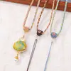 Cordón de collar tejido a mano estilo chino con color degradado y tres corazones de durazno, exquisito cordón de colgante Hanfu degradado, artículo de regalo