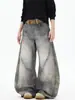 Jeans Acampanados Lavados Vintage Tie-Dye Unisex Adelgazantes Diseño Desconstruido Scimitar High Street Americano Pantalones de Pierna Ancha