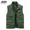 Chaleco JEEP SPIRIT2023 para hombre, cuello alto, multibolsillos, chaleco de pesca, talla grande, chaleco 2262