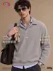 BE Roupas Masculinas Nova Coleção Outono/Inverno Estilo Americano Marca Tendência Terry Cloth Vintage Peso Pesado Lavado na Neve Estilo Old Money Gola Reversível Moletom Masculino