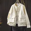 Jaqueta de trabalho folgada estilo japonês para mulheres, primavera de 2026, estilo workwear com bolsos tridimensionais, top casual e descontraído