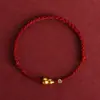 Pulseira da Sorte para o Ano do Seu Nascimento: Cabaça Banhada a Ouro com Fio Vermelho, Pulseira de Moeda Trançada da Sorte para Homens e Mulheres, para Boa Fortuna e Segurança