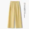 Calça Minimalista Personalizada de Algodão Tencel para Mulheres, Perna Larga Estreita, Verão 2026, Fina de Cintura Alta, Caimento Emagrecedor, Casual