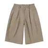 Yidao Vintage 2026 Verano Estilo Cityboy Japonés Pantalones Cortos Casuales Sueltos de Pierna Ancha para Hombre, Pantalones de Pierna Recta Sueltos de Siete Puntos