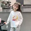 Top Casual Infantil Cartoon para Primavera e Outono de 2026, Roupa de Algodão Puro para Meninas, Camiseta de Manga Longa Super Fofa e Estilosa