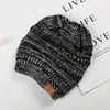 Chapéu de Lã Outono e Inverno Transfronteiriço Feminino cc Chapéu para Rabo de Cavalo Quente Tricô CC Topo Vazio Simples Chapéu de Lua