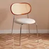 Silla de Mimbre Sintético Estilo Ins Nórdico Crema para Hogar Mid-Century Silla de Respaldo para Balcón Minimalista Silla Retro Silla de Comedor