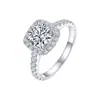 Anillo de Boda de Lujo Ligero y de Alta Gama con Moissanita para Mujer, Anillo Incrustado con Diamante Corte Princesa de Plata de Ley S925, Anillo de Diseño de Nicho