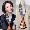 Bufanda Pequeña Larga Estrecha de Seda Fina Corea del Sur Bufanda Decorativa Otoño e Invierno Moda Cinta Combinación para Mujer Bufanda de Moda Elegante