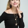 Europa y los Estados Unidos transfronterizos nuevos accesorios creativos en Internet-famoso collar de concha natural de tres capas de perla cadena de clavícula de estrella de mar