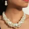 Colar e Brinco Europeu e Americano Transfronteiriço Novo Estilo Elegante e Fashion Curto de Pérola Imitação Conjunto Corrente de Clavícula Personalizada para Mulheres Venda por Atacado