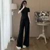 Nuevo en stock, conjunto de ropa deportiva casual de alta gama para mujer, nuevo conjunto de dos piezas de verano 2026 con camiseta de manga corta y pantalones de pierna ancha, adelgazante