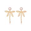 Aretes europeos y americanos exagerados de aleación con incrustaciones de perlas artificiales, diseño retro de libélula, aretes de insectos, aretes transfronterizos para mujer
