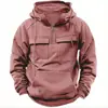 Sudadera con capucha y cremallera para hombre, de punto, para primavera y otoño, con múltiples bolsillos, estilo deportivo casual, novedad 2024, transfronteriza