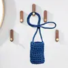 Bolsa de Celular de Tricô, Bolsa Transversal de Corda de Algodão Trançada Feita à Mão Tendência, Bolsa de Ombro Versátil para o Verão, Portátil e na Moda