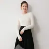100% CachemiraSuéter de Cachemira Pura para Mujer, Jersey de Cuello Medio Alto, Corte Ajustado, Suéter de Manga Larga