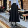Ropa de Mujer 2026 Otoño/Invierno Nueva Falda de Punto Vintage Simple de Longitud Media Plisada de Cintura Alta Línea A
