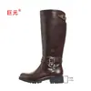 Juyuan 2026 Novo Modelo Botas Femininas de Tamanho Grande para Comércio Exterior WISH Amazon Estilo Europeu e Americano Zíper Lateral Botas de Couro de Cano Médio