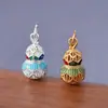 Prata Pura 999 Estilo Chinês Novo Estilo Chinês Esmalte Cabacinha Pingente Feito à Mão DIY Corda Trançada com Contas Acessórios para Colar Pulseira
