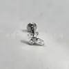 Brincos de Tarraxa Cruzados de Liga de Titânio F136 com Zircônia Incrustada em Formato de Cubo de Açúcar com Piercing Interno para Cartilagem da Orelha