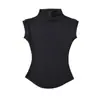 Camiseta Branca de Manga Curta com Gola Alta Estilo Puro Desejo para Mulheres, Verão Sexy Justa Cintura Formada Top de Garota Picante Tendência Ins