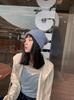 Chapéu de lã cinza alpaca para mulheres Outono e Inverno Chapéu de malha versátil e quente chapéu de tricô da moda ins gorro de ponta chapéu para o frio