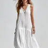 Vestido Colete Feminino Longo Sem Mangas para Férias na Praia, Corte Solto, Novo Outono 2026, Comércio Exterior Transfronteiriço Europeu e Americano
