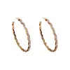 Pendientes de Moda Transfronterizos Europeos y Americanos con Forma de Ola Grande y Pedrería para Mujer, Estilo Minimalista Exagerado Moderno y Único, Pendientes Muy Brillantes al por Mayor