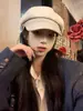 Boina de Lã Newsboy Outono e Inverno para Mulheres com Grande Circunferência da Cabeça, Boina de Artista, Boné Bico de Pato Emagrecedor, Newsboy Versátil Retrô Tendência