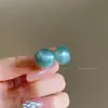 "Olho de Gato Cristalino" Brincos de Bola Redonda Olho de Gato Azul Dopamina para Mulheres, Brincos de Design de Nicho, Acessórios de Orelha Muito Bonitos