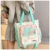 Bolsa Casual Estilo Japonês Color Blocking Fresco para Alunos, Bolsa Tote Campus Tendência de Grande Capacidade, Bolsa Transversal