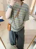 Compra Direta da Coreia Camiseta de Manga Curta Listrada Feminina Verão 2026 Nova Moda Roupas Femininas Solta Casual Top Dongdaemun