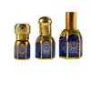 Botella de aceite esencial electrochapada, de forma cuadrada, color dorado, con patrones tallados, botella de perfume, botella de vidrio con rollerball, empaque cosmético, botella vacía de perfume y aceite esencial