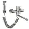 Grifo de Cocina con Agua Fría y Caliente, Fregadero de Acero Inoxidable 304, Montado en la Pared, Engrosado, Grifo de Estilo Sencillo
