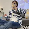 Pijamas Nuevos de Otoño e Invierno para Mujer, Franela Engrosada, Pantalones Largos Casuales de Dibujos Animados Dulces, Ropa de Casa de Terciopelo Coral para Mujer