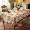 Toalha de mesa floral estilo americano vintage, à prova d'água e resistente a óleo, toalha de mesa de jantar sem lavagem, novo modelo 2025, luxo leve com toque de alta qualidade, toalha de mesa de centro