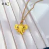 Collar con Colgante de Elefante Pequeño Lindo de Oro Antiguo Alta Retención de Color Auspicioso Deseo Orejas Grandes Cepilladas Nariz Larga Elefante Pequeño Lindo