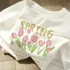 Roupas com Estampa de Cereja Maruko-Chan de Manga Curta Camiseta Branca Feminina Estilo Moderno Fino Moda Estilo Coreano Camiseta de Manga Curta Moderna