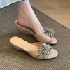 Primer Encuentro Jifa Moda Francesa Fuegos Artificiales Pedrería Sandalias Abiertas Mujer Temperamento Suave Elegante Combina con Faldas Chanclas